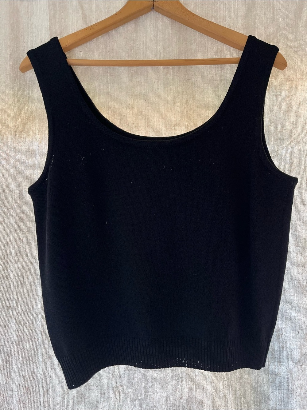 Vintage St. John Basics Black Scoop Neck Knit Tank